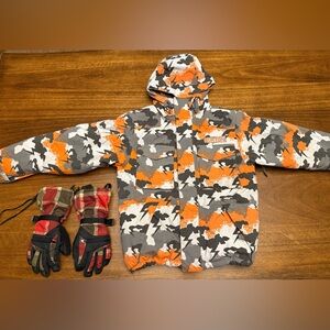 Burton Kids Camo Jacket - Orange and Gray Size Small 6/7